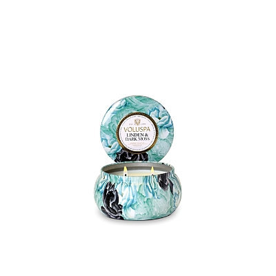Voluspa Two Wick 11 oz. Metallo Candle, Linden & Dark Moss