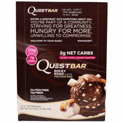 Quest Nutrition, QuestBar, Protein Bar, Rocky Road, 12 Bars, 2.1 oz (60 g) Each(pack of 2)