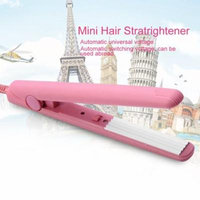 Pink Ceramic Mini Tourmaline Hair Straightener Iron Curler Hair Styling Tools for Travel