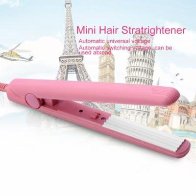 Pink Ceramic Mini Tourmaline Hair Straightener Iron Curler Hair Styling Tools for Travel