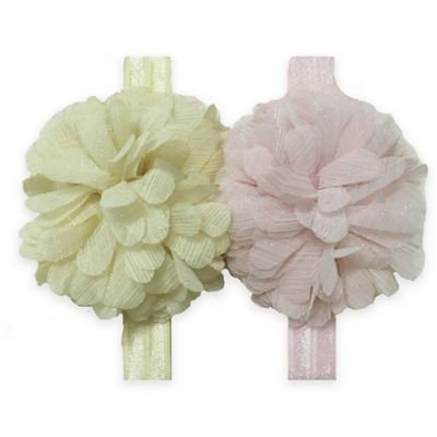 Curls & Pearls 2-Pack Flower Headband Set in Pink/Yellow