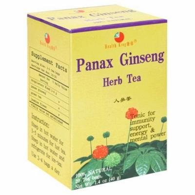 Health King Panax Ginseng Herb Tea, Teabags, 20-Count Box (Pack of 4) by Health King