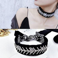 Generic fashion able_ custom models _recommended_by_ Korean retro _print_ personalized _ribbon_ Choker necklace pendant