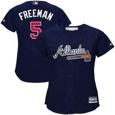 Freddie Freeman Atlanta Braves Majestic Women's Cool Base Player Jersey - Navy
