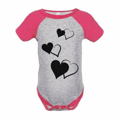 7 ate 9 Apparel Girl's Hearts Wedding Pink Raglan Onepiece - 18 Months