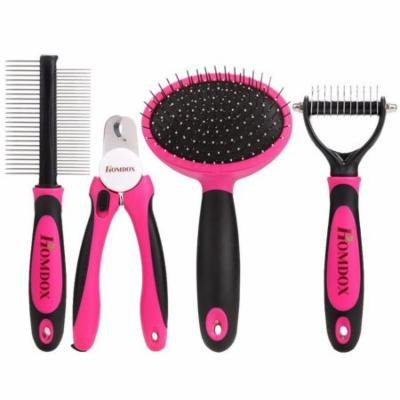 Homdox 4pcs/Dog Grooming Kit-Best Combing,Nail trimming,and Brush cleaning from pet toes.Home Supplies Tool Set for pet dogs
