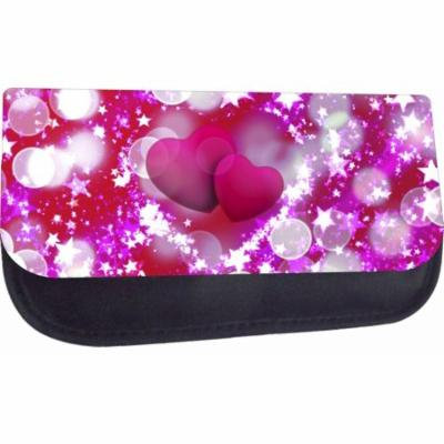 Hearts and Stars - Medium Sized Nylon-Lined Cosmetic Case - Love/ Valentine's Day Gift