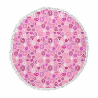 KESS InHouse Jane Smith Gems Pink Purple Illustration Round Beach Towel Blanket