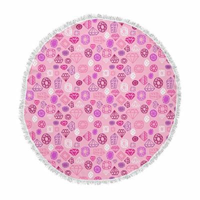 KESS InHouse Jane Smith Gems Pink Purple Illustration Round Beach Towel Blanket