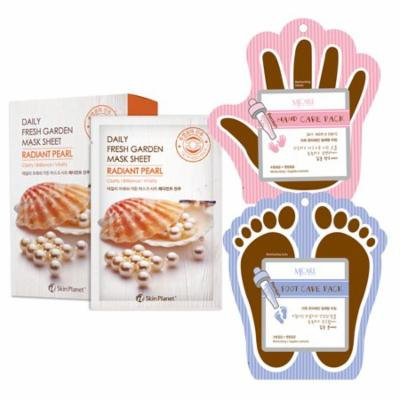 The Elixir Korean Beauty Cosmetic Skin Planet Fresh Garden Tencel Radiant Pearl Face Mask Sheet with Hand, Foot Care Mask Pack, Total 16 Packs (10-Face, 3-Hand,3-Foot)
