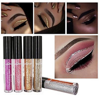 Shimmer Eyeshadow Pigment Sets Hosamtel 6 Pcs Metallic Shiny Smoky Eyes Eyeshadow Waterproof Long Lasting Glitter Liquid Eyeshadow Primer Makeup Tools