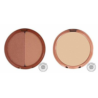 Mineral Fusion Bronzer Duo (Luster) and Pressed Powder Foundation (Warm 2) Bundle with Vitamin C, Aloe Vera, Sea Kelp, Rooibos Red Tea, White Tea and Pomegranate