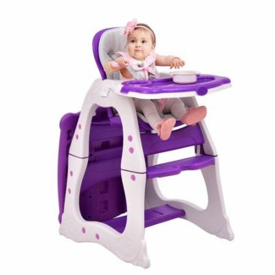 3 in 1 Baby High Chair Convertible Play Table Seat Booster Toddler Feeding Tray Purple