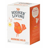 Higher Living, Organic Morning Mojo Tea, 15 Count Tea Bags, Pack of 4