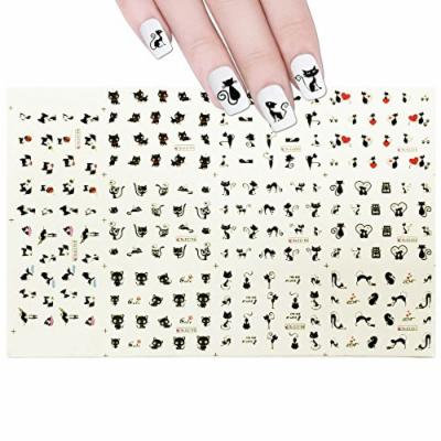 Wrapables Tattoos Water Nail Decals (11 Designs), Black Cats