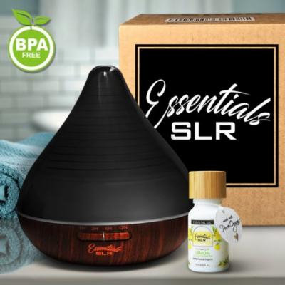 SLR 300ml Aromatherapy Essential Oil Smoked Diffuser BPA Free w/ Lemon Rapture 10ml Essential Oil - USDA Certified Organic 100% Pure Therapeutic Grade