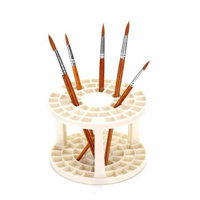Multifunctional Paint Brush Holder Brush Organizer 49 Holes Plastic Artist Round Brush stand (Beige)