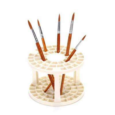 Multifunctional Paint Brush Holder Brush Organizer 49 Holes Plastic Artist Round Brush stand (Beige)