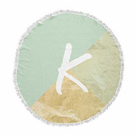 KESS InHouse Original Monogram Foil Mint Round Beach Towel Blanket