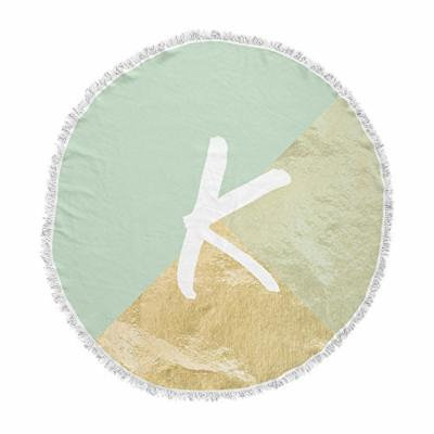 KESS InHouse Original Monogram Foil Mint Round Beach Towel Blanket