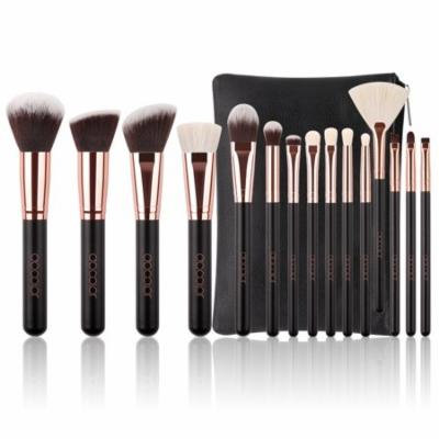 Makeup Brushes Rose Gold, Docolor 15 Pcs Classic Goat Bristles Makeup Brush Set Kit with Cosmetic Case