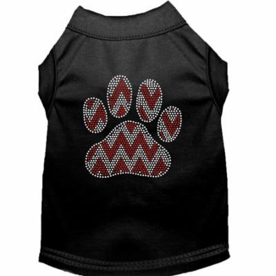 Candy Cane Chevron Paw Rhinestone Dog Shirt Black Sm (10)