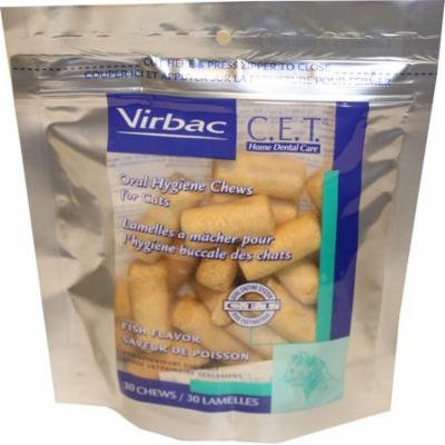 Virbac C.E.T. Enzymatic Oral Hygiene Chews for Cats, Fish Flavor, 30 Count