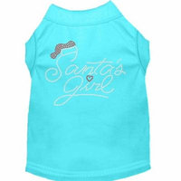 Santa's Girl Rhinestone Dog Shirt Aqua Lg (14)