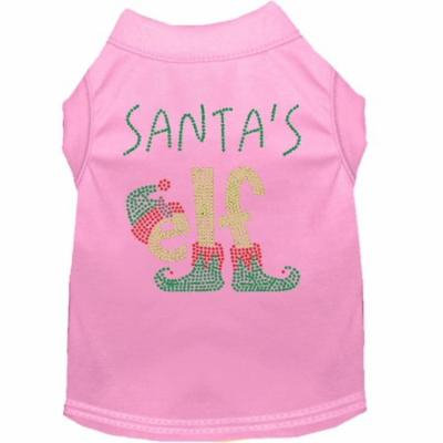Santa's Elf Rhinestone Dog Shirt Light Pink Xs (8)