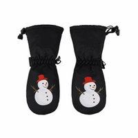 Boys Snowman Print Waterproof Thinsulate Lined Ski Gloves, Black, M