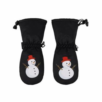 Boys Snowman Print Waterproof Thinsulate Lined Ski Gloves, Black, M