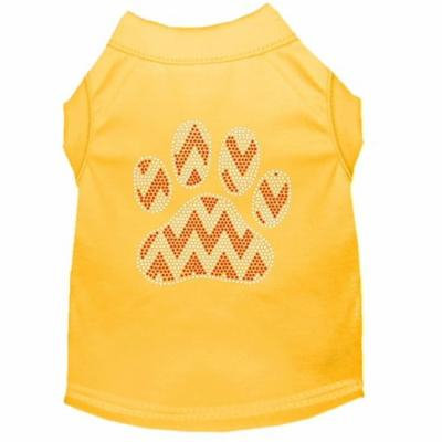 Candy Cane Chevron Paw Rhinestone Dog Shirt Yellow Sm (10)