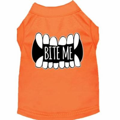 Bite Me Screen Print Dog Shirt Orange Lg (14)