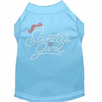 Santa's Girl Rhinestone Dog Shirt Baby Blue Lg (14)