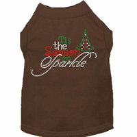 Tis The Season To Sparkle Rhinestone Dog Shirt Brown Lg (14)