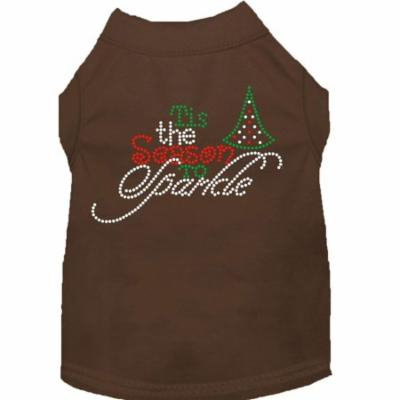 Tis The Season To Sparkle Rhinestone Dog Shirt Brown Lg (14)
