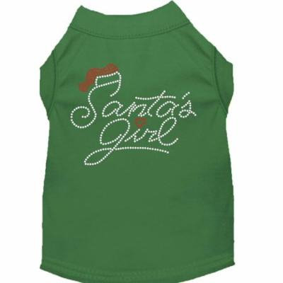 Santa's Girl Rhinestone Dog Shirt Green Lg (14)