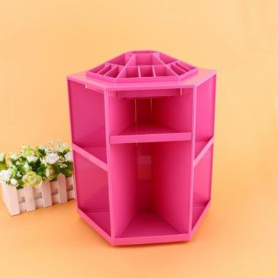 360 Degree Rotation Makeup Organizer Box for Cosmetic, Brushes, Lipstick, Essential Oils Organization Space-saving Large Capacity Versatile Cosmetic Storage for Bathroom Contertop Bedroom (Pink)