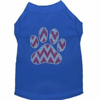 Candy Cane Chevron Paw Rhinestone Dog Shirt Blue Lg (14)