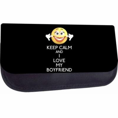 Keep Calm and I Love My Boyfriend - Medium Sized Nylon-Lined Cosmetic Case - Love/ Valentine's Day Gift