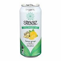 Steaz Lightly Sweetened Green Tea - Lemon Ginger - Case of 12 - 16 Fl oz.