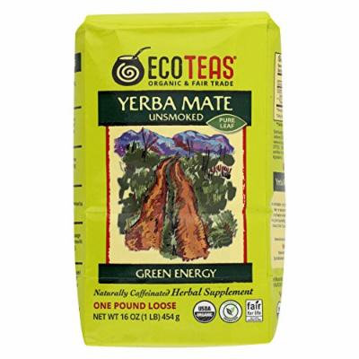 Ecoteas Organic Yerba Mate Unsmoked Green Energy Loose Tea - Case of 6 - 1 lb.