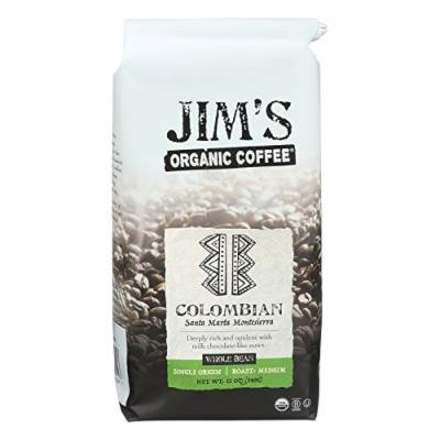 Jim's Organic Coffee - Whole Bean - Colombian Santa Marta Montesierra - Case of 6 - 12 oz.
