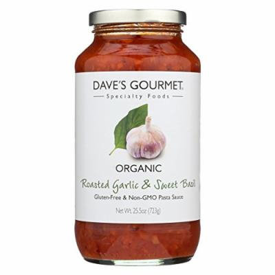 Dave's Gourmet Organic Roasted Garlic and Sweet Basil Pasta Sauce - Case of 6 - 25.5 FL oz.