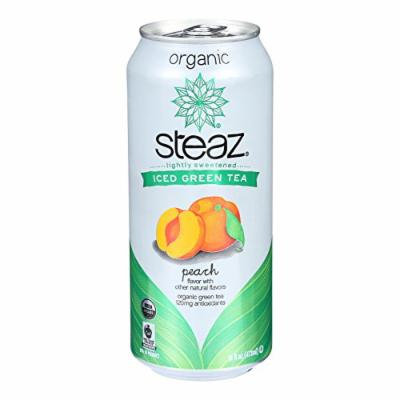 Steaz Lightly Sweetened Green Tea - Peach - Case of 12 - 16 Fl oz.