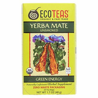 Ecoteas Organic Yerba Mate Unsmoked Green Energy Tea Bags - Case of 6 - 24 Bags