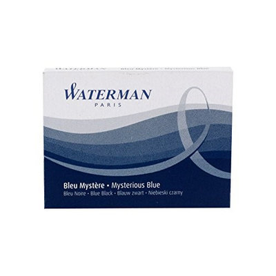 Waterman Blue/Black Fountain Pen Ink Cartridges (Pack of 8)