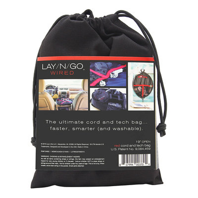 Lay N Go Llc WIRED Polyester and Machine Washable Cord Organizer Bag with Velcro Pockets
