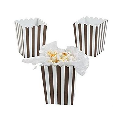 Mini Chocolate Brown Striped Popcorn Boxes (Pack of 4)