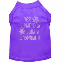 Yes! I Want To Build A Snowman Rhinestone Dog Shirt Purple Med (12)